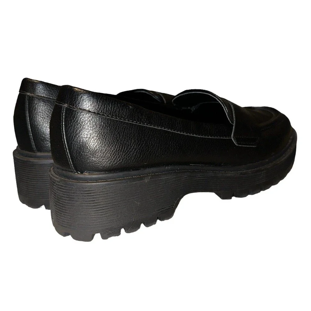 Sincerely Jules Slip On Platform Black Oxford Loafer Shoes Women Size 10M Rocker